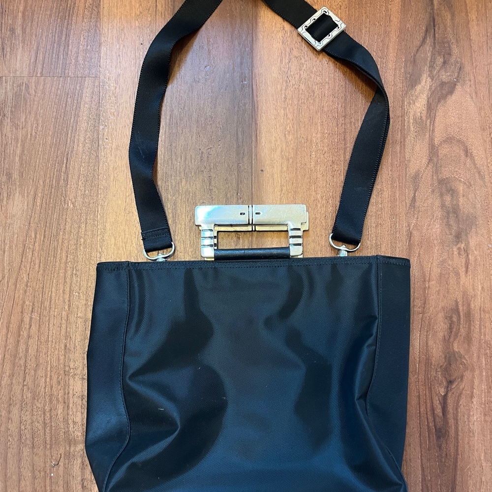 Lisa Jenks 90’s Black and Silver Structured Shoulder Bag